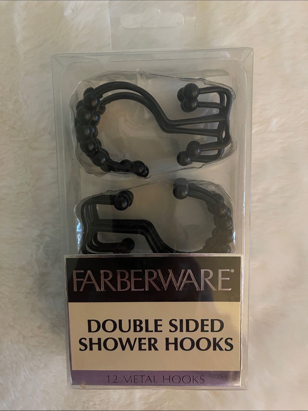 Farberware Black Double-Sided Shower Hooks Pack of 12